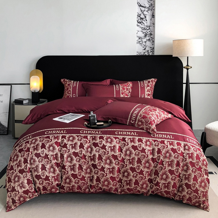 91家纺网 家纺一手货源 找家纺 （总）悦织湾家纺 2025新款水洗冰丝浮雕刺绣四件套-浮雕梅影轻奢时尚三4件套