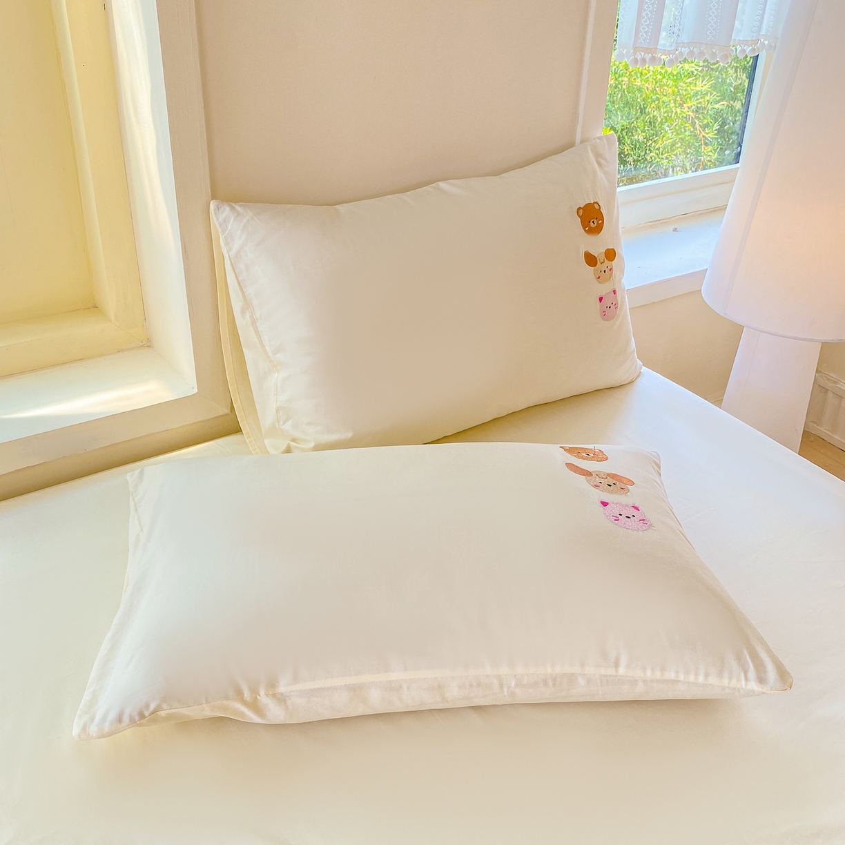 91家纺网 家纺一手货源 找家纺 灰鲸 2025新款全棉刺绣大床床单-懒懒小憩系列 懒懒小憩-白