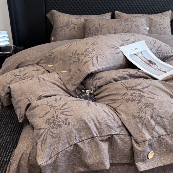 91家纺网 家纺一手货源 找家纺 （总）晚爱家纺（原晚安家居） 2025新款A类原麻四件套纽扣款加厚双层纱仿亚麻套件四件套