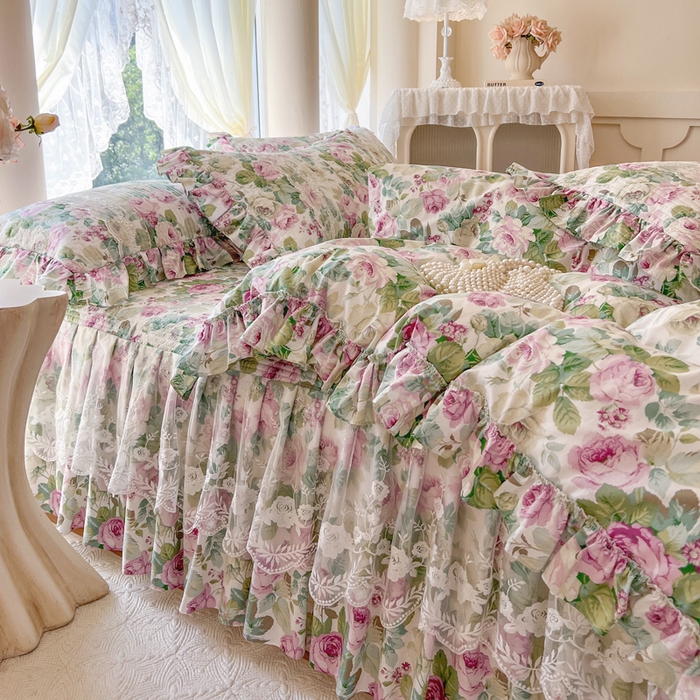 91家纺网 家纺一手货源 找家纺 （总）瑞宝 2025新款13372全棉印花花边床裙四件套