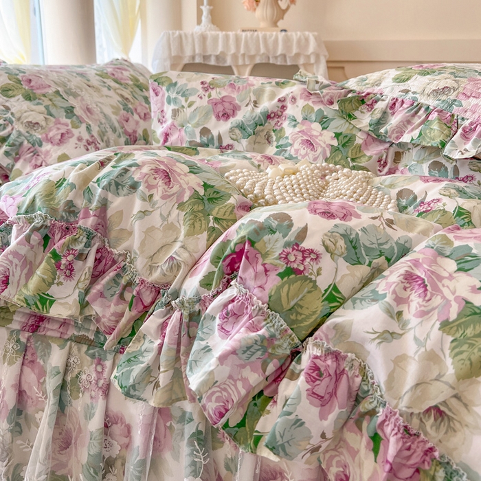 91家纺网 家纺一手货源 找家纺 （总）瑞宝 2025新款13372全棉印花花边床裙四件套