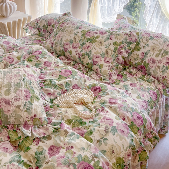 91家纺网 家纺一手货源 找家纺 （总）瑞宝 2025新款13372全棉印花花边床裙四件套