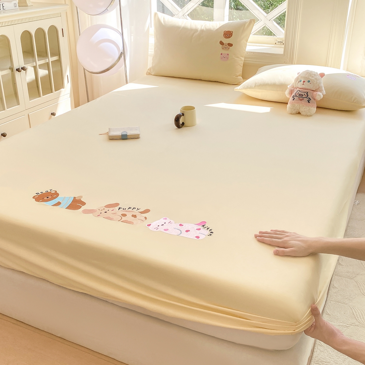 （总）灰鲸 2025新款全棉刺绣大床床笠-懒懒小憩系列