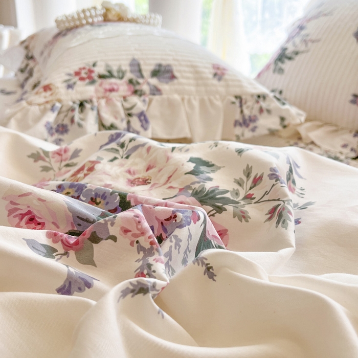 91家纺网 家纺一手货源 找家纺 瑞宝 2025新款13372全棉印花花边床裙四件套 素雅