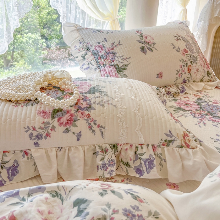 91家纺网 家纺一手货源 找家纺 瑞宝 2025新款13372全棉印花花边床裙四件套 素雅