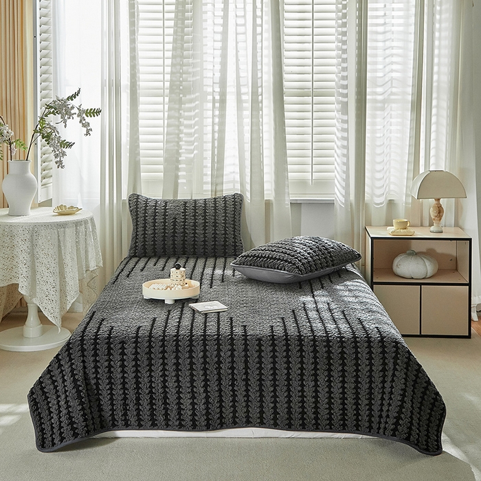 温宁家纺 2025新款步步高床盖三件套 床盖-步步高复古灰