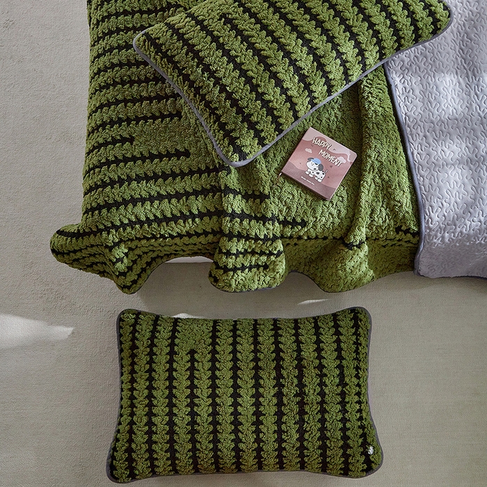 91家纺网 家纺一手货源 找家纺 温宁家纺 2025新款步步高床盖三件套 床盖-步步高军绿