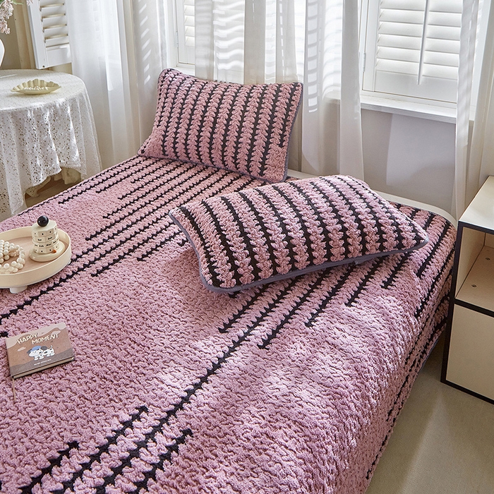 91家纺网 家纺一手货源 找家纺 温宁家纺 2025新款步步高床盖三件套 床盖-步步高香芋紫