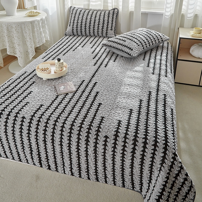 91家纺网 家纺一手货源 找家纺 温宁家纺 2025新款步步高床盖三件套 床盖-步步高银灰