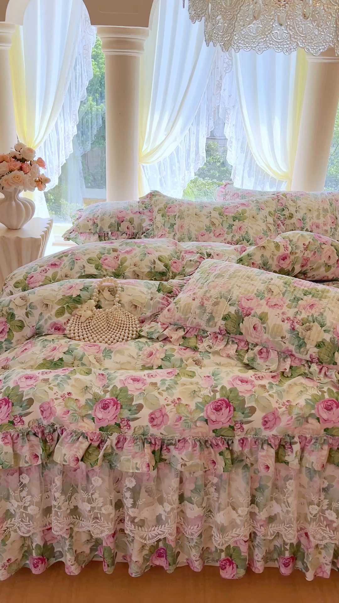 91家纺网 家纺一手货源 找家纺 瑞宝 2025新款13372全棉印花花边床裙四件套 爱丽丝