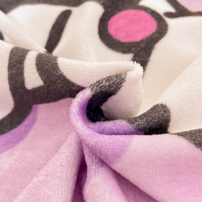 91家纺网 家纺一手货源 找家纺 金爱家 2025新款正版三丽鸥授权大版卡通平网数码印花加厚高克重牛奶绒系列四件套-第一批 绒大版-R桃心美美库洛米