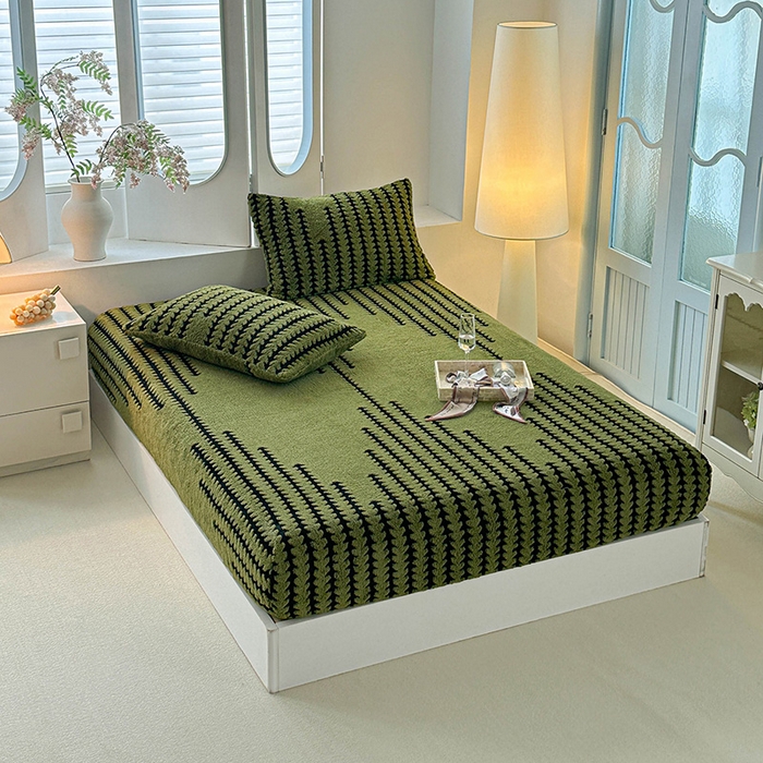 91家纺网 家纺一手货源 找家纺 温宁家纺 2025新款步步高床笠 床笠-步步高军绿