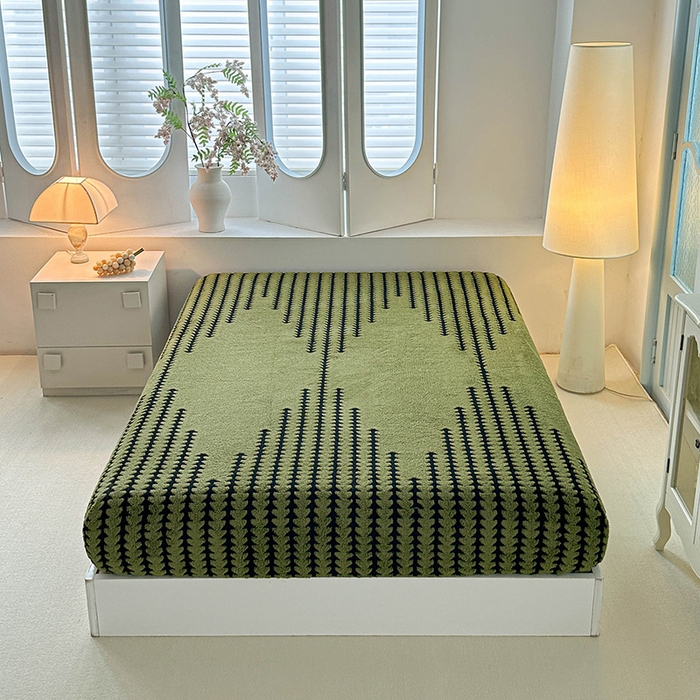 91家纺网 家纺一手货源 找家纺 温宁家纺 2025新款步步高床笠 床笠-步步高军绿