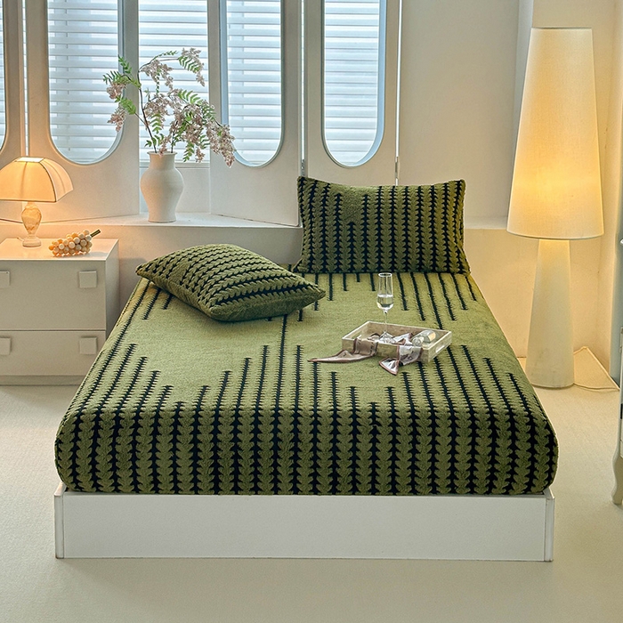 91家纺网 家纺一手货源 找家纺 温宁家纺 2025新款步步高床笠 床笠-步步高军绿