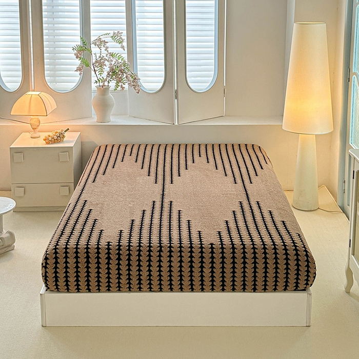 91家纺网 家纺一手货源 找家纺 温宁家纺 2025新款步步高床笠 床笠-步步高咖色