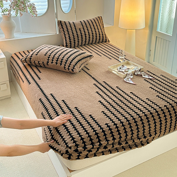 91家纺网 家纺一手货源 找家纺 温宁家纺 2025新款步步高床笠 床笠-步步高咖色