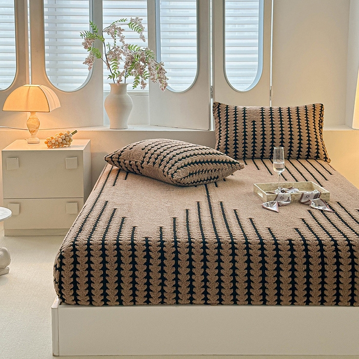 91家纺网 家纺一手货源 找家纺 温宁家纺 2025新款步步高床笠 床笠-步步高咖色