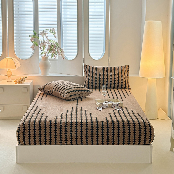 91家纺网 家纺一手货源 找家纺 温宁家纺 2025新款步步高床笠 床笠-步步高咖色