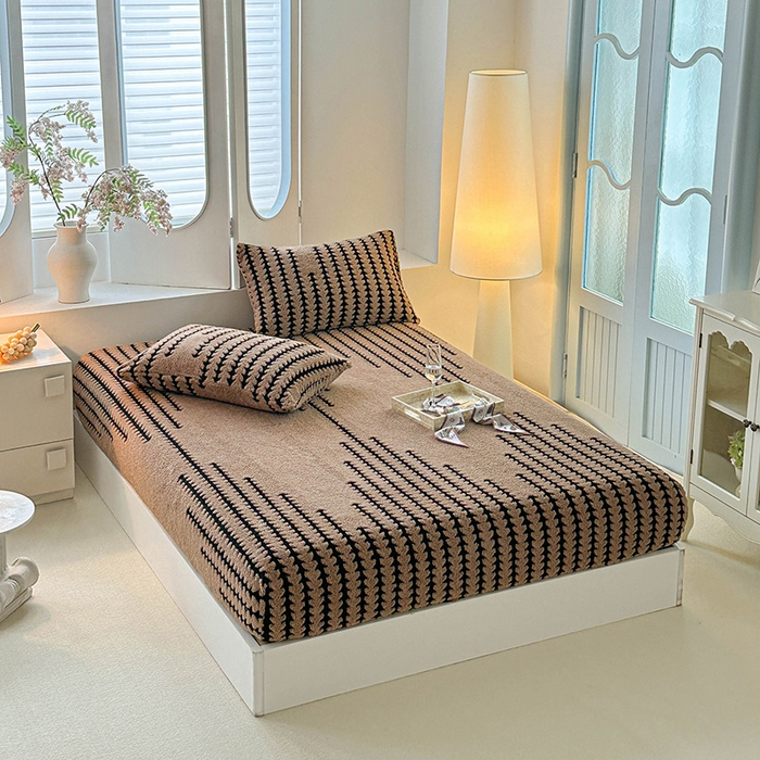 91家纺网 家纺一手货源 找家纺 温宁家纺 2025新款步步高床笠 床笠-步步高咖色