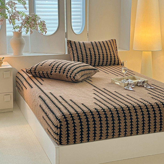 91家纺网 家纺一手货源 找家纺 温宁家纺 2025新款步步高床笠 床笠-步步高咖色