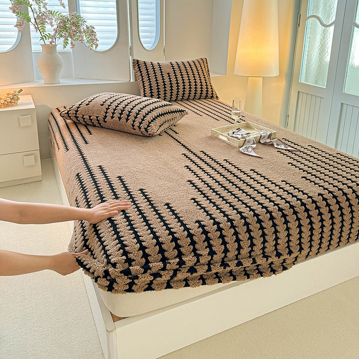 91家纺网 家纺一手货源 找家纺 温宁家纺 2025新款步步高床笠 床笠-步步高咖色