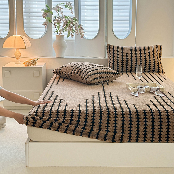 91家纺网 家纺一手货源 找家纺 温宁家纺 2025新款步步高床笠 床笠-步步高咖色