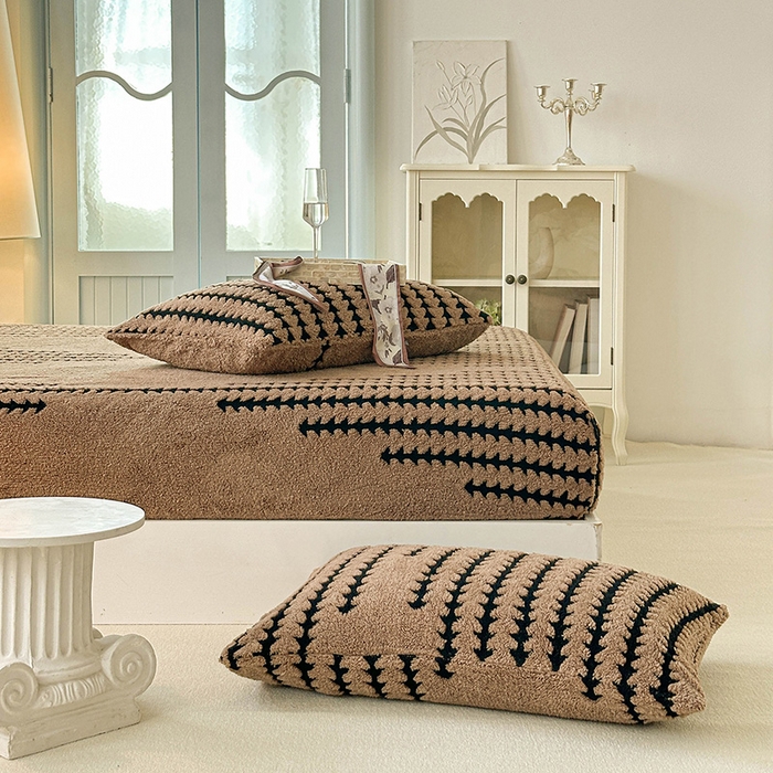 91家纺网 家纺一手货源 找家纺 温宁家纺 2025新款步步高床笠 床笠-步步高咖色