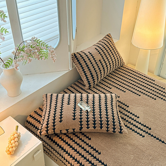 91家纺网 家纺一手货源 找家纺 温宁家纺 2025新款步步高床笠 床笠-步步高咖色