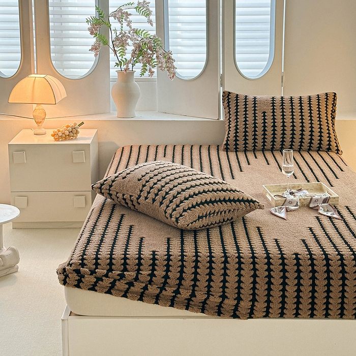 91家纺网 家纺一手货源 找家纺 温宁家纺 2025新款步步高床笠 床笠-步步高咖色