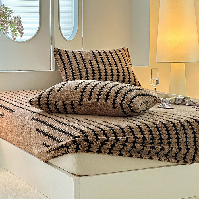 91家纺网 家纺一手货源 找家纺 温宁家纺 2025新款步步高床笠 床笠-步步高咖色