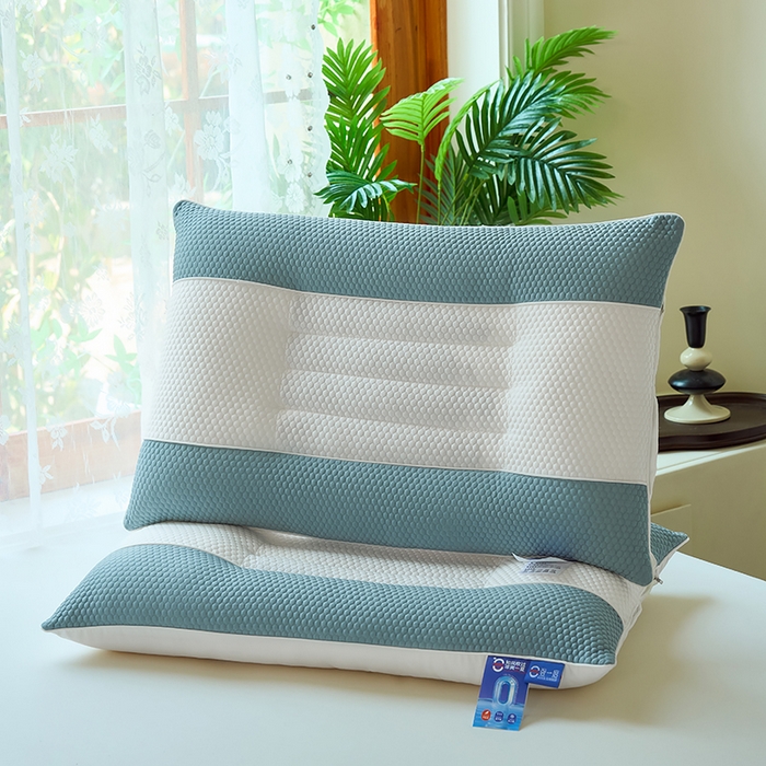 91家纺网 家纺一手货源 找家纺 晚儿 2025新款凉感3D冰豆豆决明子枕头枕芯 蓝色