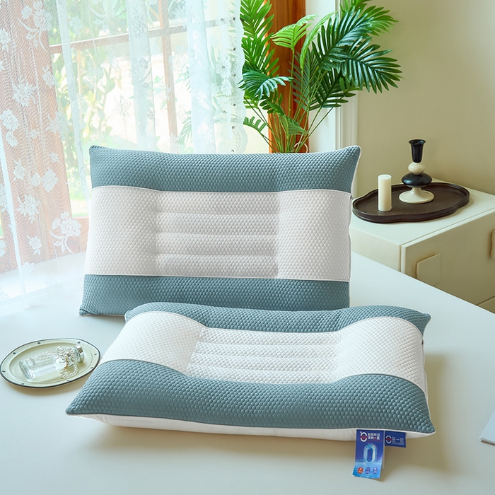 91家纺网 家纺一手货源 找家纺 晚儿 2025新款凉感3D冰豆豆决明子枕头枕芯 蓝色