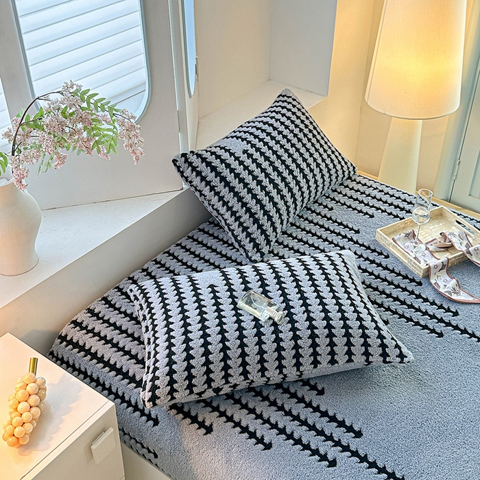 91家纺网 家纺一手货源 找家纺 温宁家纺 2025新款步步高床笠 床笠-步步高雾蓝