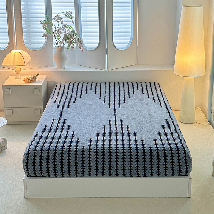 91家纺网 家纺一手货源 找家纺 温宁家纺 2025新款步步高床笠 床笠-步步高雾蓝