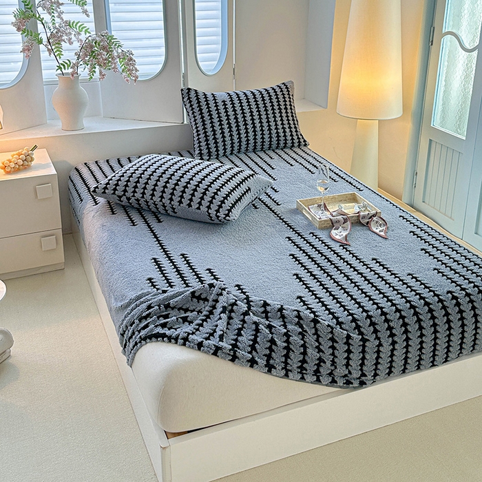 91家纺网 家纺一手货源 找家纺 温宁家纺 2025新款步步高床笠 床笠-步步高雾蓝