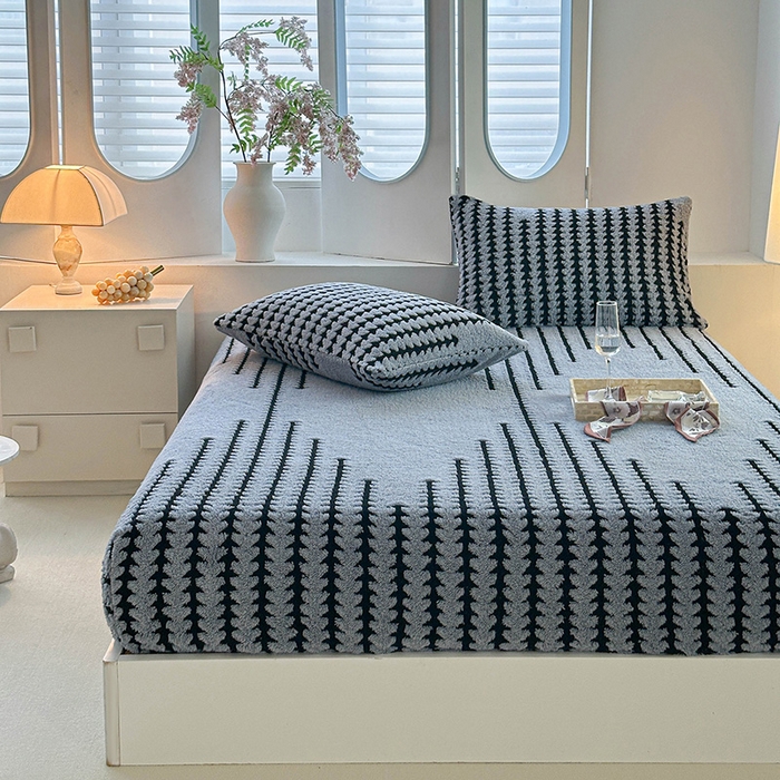 91家纺网 家纺一手货源 找家纺 温宁家纺 2025新款步步高床笠 床笠-步步高雾蓝