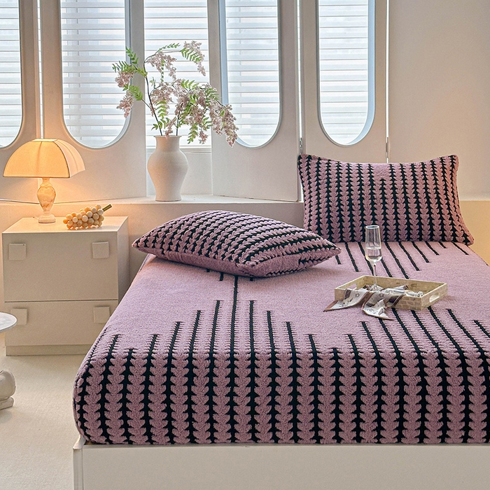 91家纺网 家纺一手货源 找家纺 温宁家纺 2025新款步步高床笠 床笠-步步高香芋紫