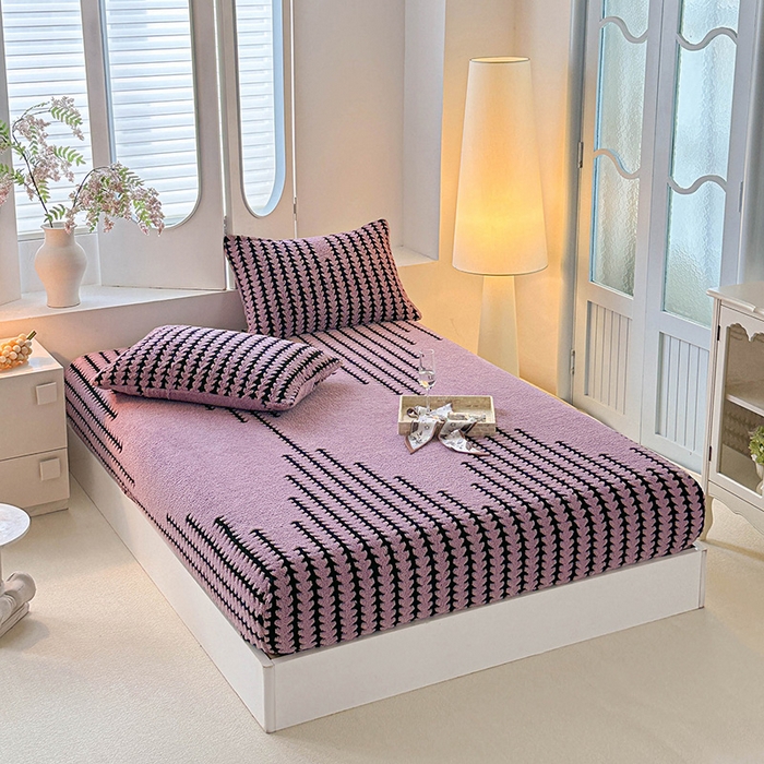 91家纺网 家纺一手货源 找家纺 温宁家纺 2025新款步步高床笠 床笠-步步高香芋紫