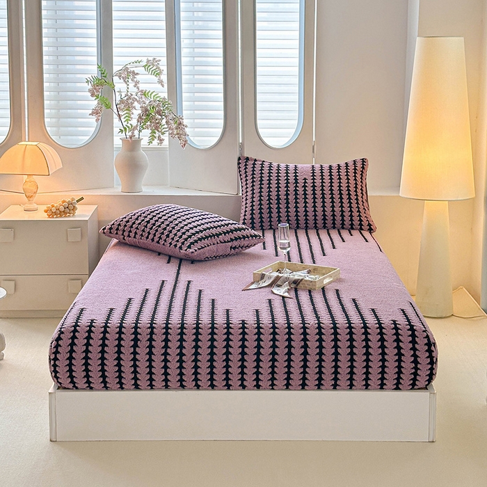 91家纺网 家纺一手货源 找家纺 温宁家纺 2025新款步步高床笠 床笠-步步高香芋紫