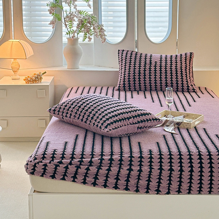 91家纺网 家纺一手货源 找家纺 温宁家纺 2025新款步步高床笠 床笠-步步高香芋紫