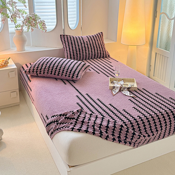 91家纺网 家纺一手货源 找家纺 温宁家纺 2025新款步步高床笠 床笠-步步高香芋紫