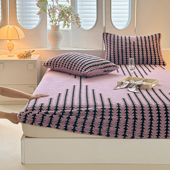 91家纺网 家纺一手货源 找家纺 温宁家纺 2025新款步步高床笠 床笠-步步高香芋紫