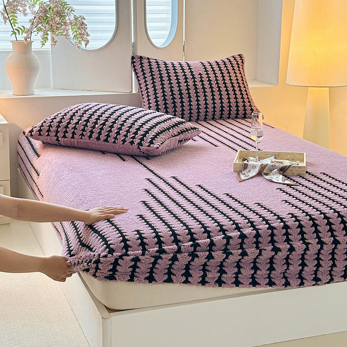 91家纺网 家纺一手货源 找家纺 温宁家纺 2025新款步步高床笠 床笠-步步高香芋紫