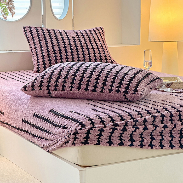 91家纺网 家纺一手货源 找家纺 温宁家纺 2025新款步步高床笠 床笠-步步高香芋紫