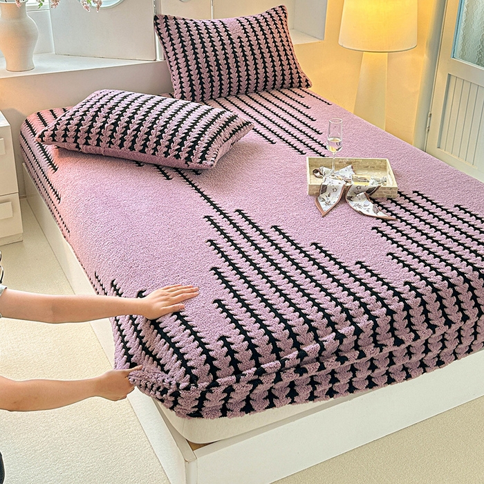 91家纺网 家纺一手货源 找家纺 温宁家纺 2025新款步步高床笠 床笠-步步高香芋紫