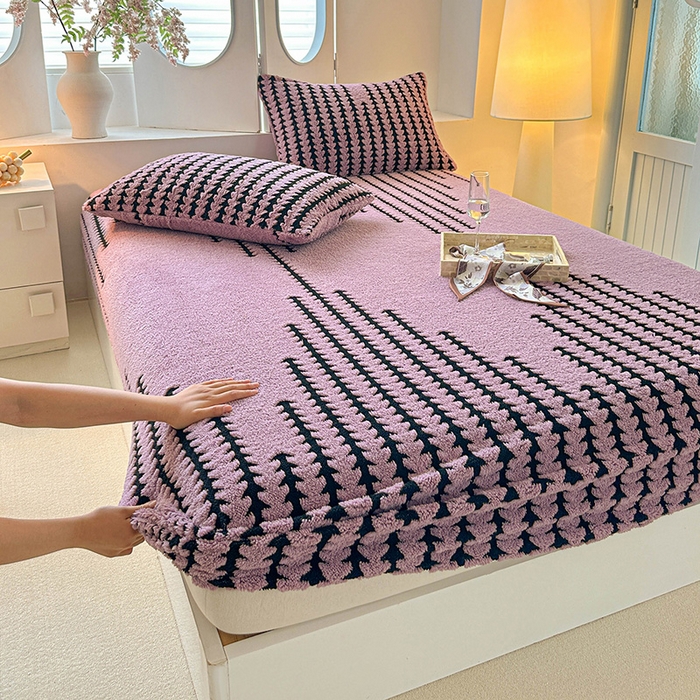 91家纺网 家纺一手货源 找家纺 温宁家纺 2025新款步步高床笠 床笠-步步高香芋紫