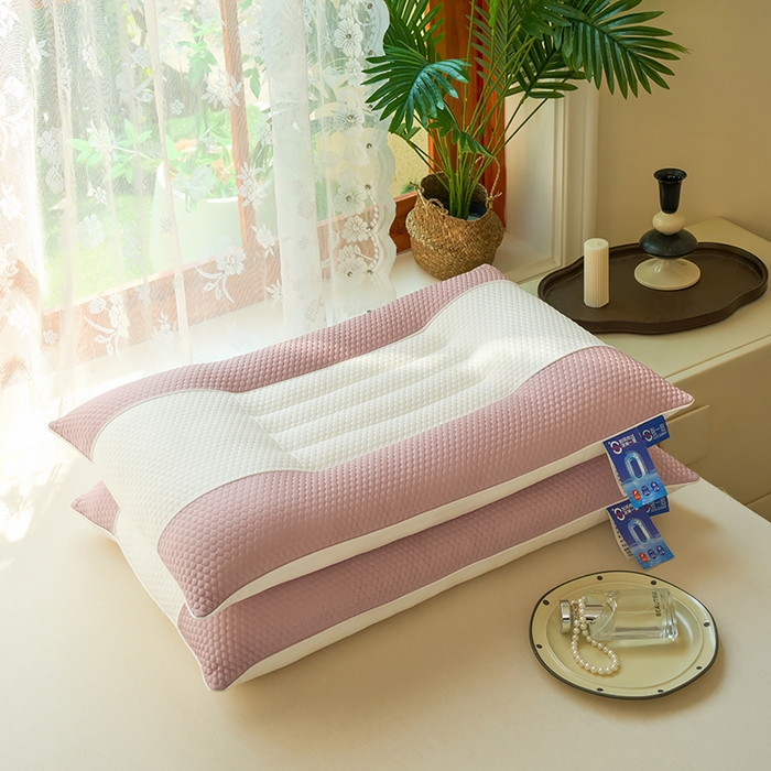 91家纺网 家纺一手货源 找家纺 晚儿 2025新款凉感3D冰豆豆决明子枕头枕芯 粉色