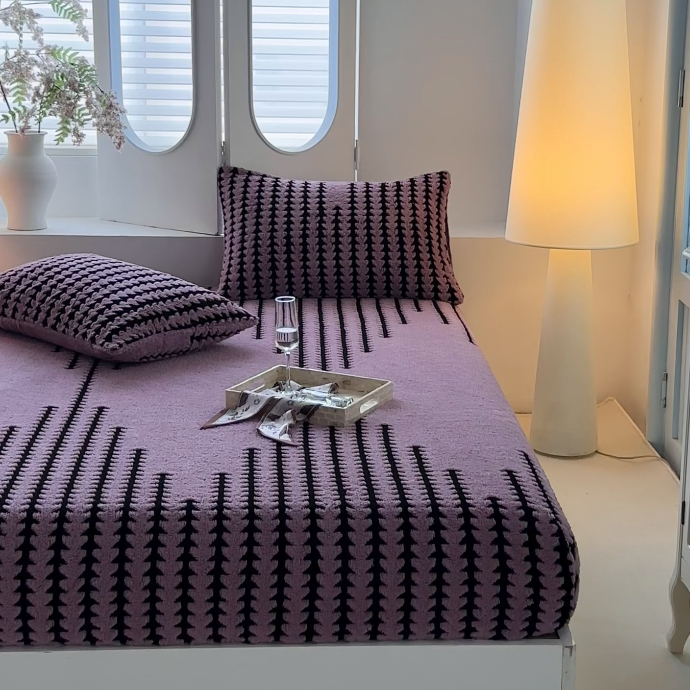 91家纺网 家纺一手货源 找家纺 温宁家纺 2025新款步步高床笠 床笠-步步高香芋紫