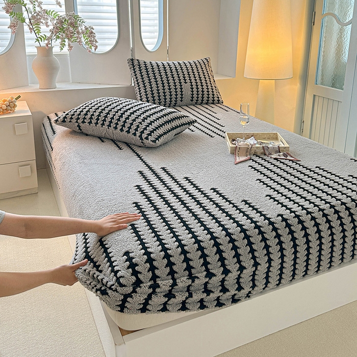 91家纺网 家纺一手货源 找家纺 温宁家纺 2025新款步步高床笠 床笠-步步高银灰