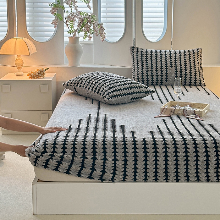 91家纺网 家纺一手货源 找家纺 温宁家纺 2025新款步步高床笠 床笠-步步高银灰